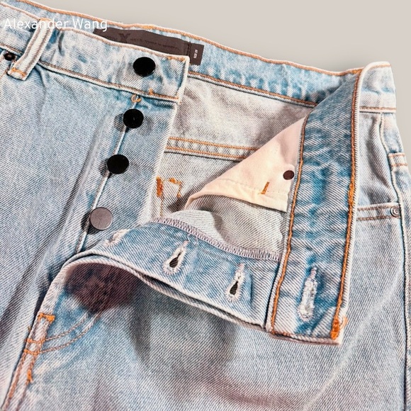 NWT Denim X Alexander Wang ‘Bleach Denim Mini Skirt with Frayed Hem’ Size 29 - Picture 14 of 14